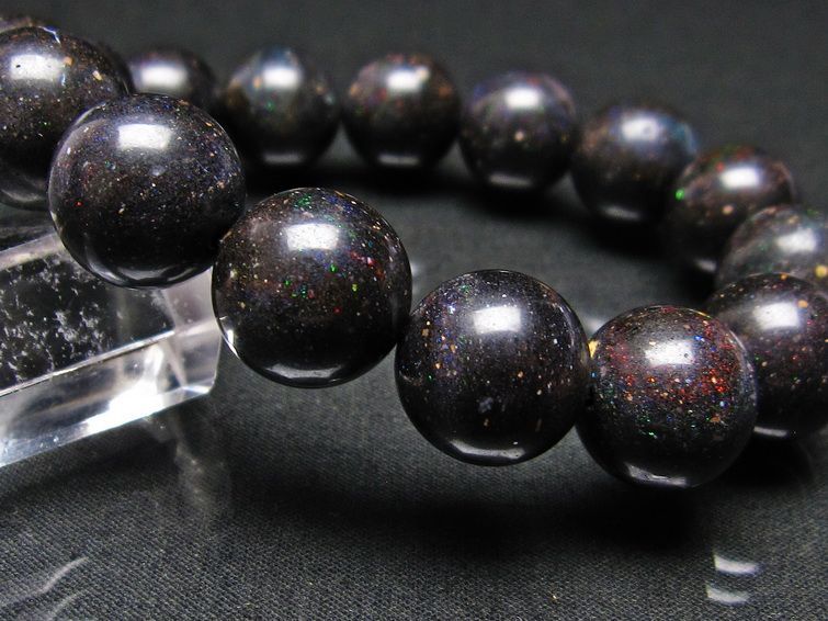 ブラックオパール ブレスレット 15mm 一点物 111-17771