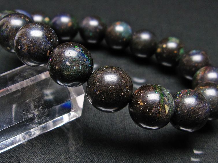 ブラックオパール ブレスレット 12mm 一点物 111-17786