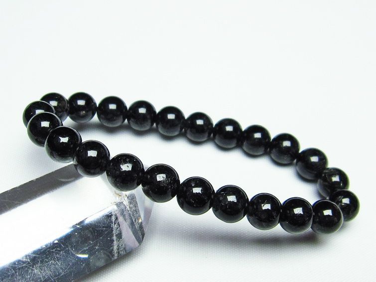 ブラックルチルクォーツ ブレスレット 黒針ルチル 8mm 一点物 メール便可 [M便 1/10] 111-18152