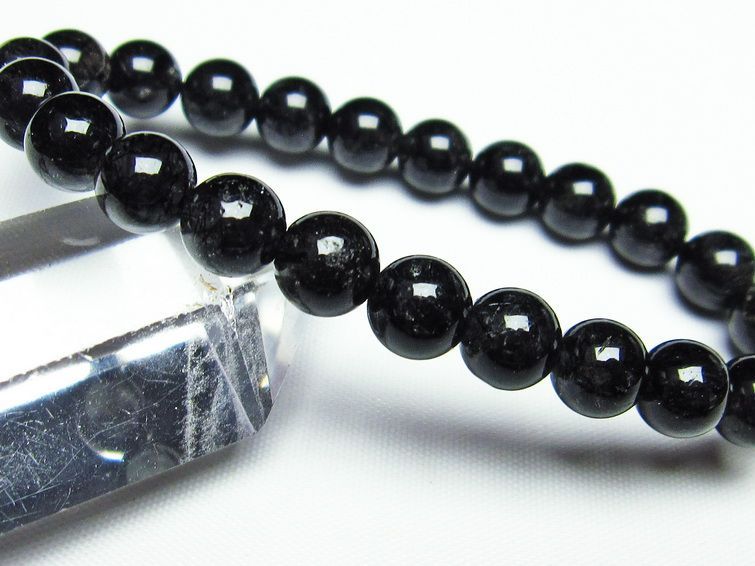 ブラックルチルクォーツ ブレスレット 黒針ルチル 8mm 一点物 メール便可 [M便 1/10] 111-18152