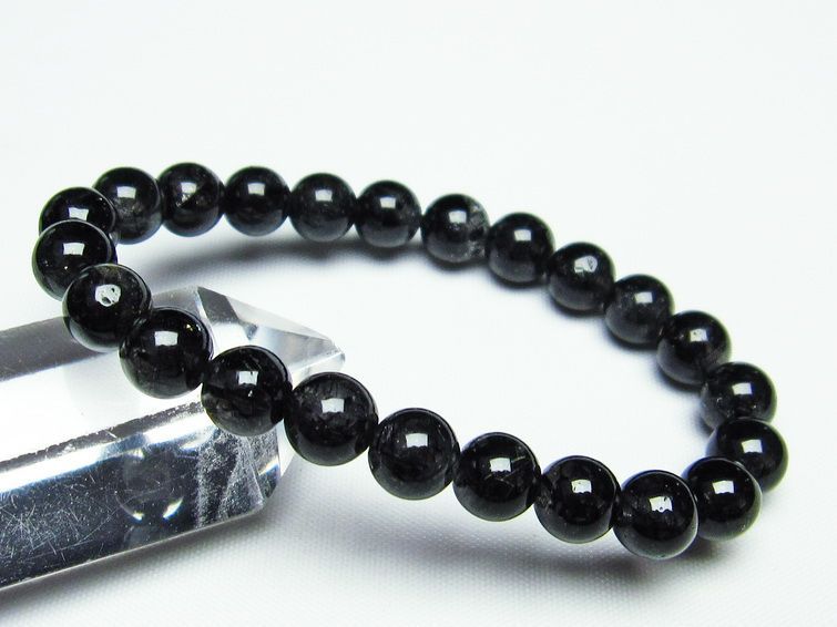 ブラックルチルクォーツ ブレスレット 黒針ルチル 8mm 一点物 メール便可 [M便 1/10] 111-18157