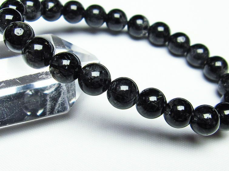 ブラックルチルクォーツ ブレスレット 黒針ルチル 8mm 一点物 メール便可 [M便 1/10] 111-18157