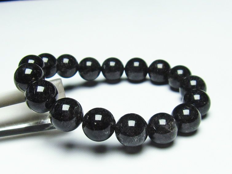 ブラックルチルクォーツ ブレスレット 12mm 黒針ルチル 一点物 メール便可 [M便 1/10] 111-20060