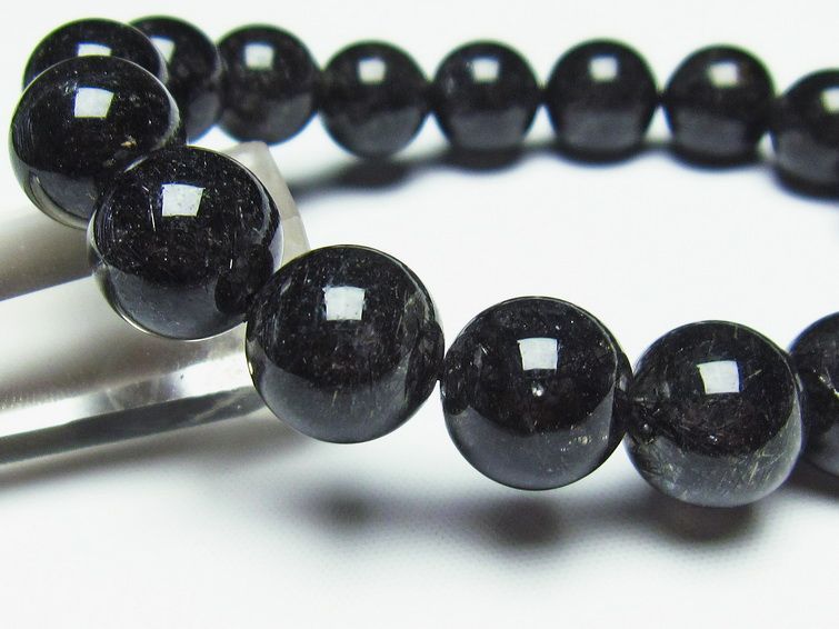 ブラックルチルクォーツ ブレスレット 12mm 黒針ルチル 一点物 メール便可 [M便 1/10] 111-20060