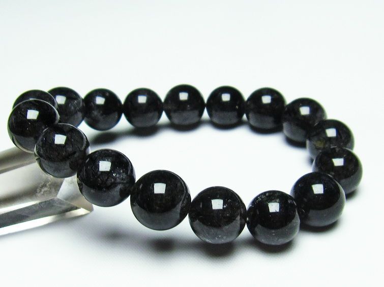 ブラックルチルクォーツ ブレスレット 12mm 黒針ルチル 一点物 メール便可 [M便 1/10] 111-20061