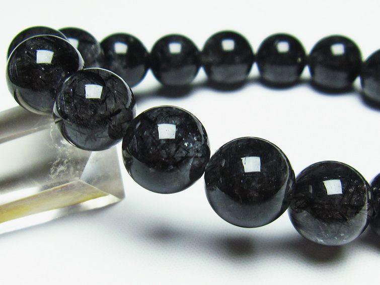 ブラックルチルクォーツ ブレスレット 12mm 黒針ルチル 一点物 メール便可 [M便 1/10] 111-20061