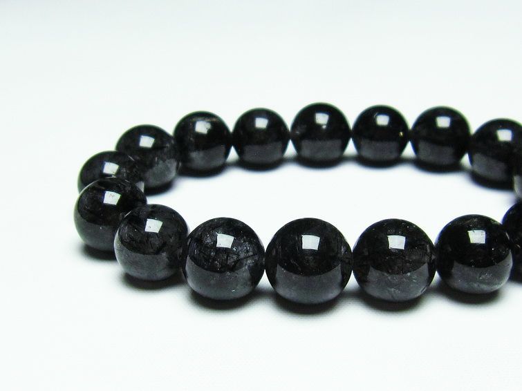 ブラックルチルクォーツ ブレスレット 12mm 黒針ルチル 一点物 メール便可 [M便 1/10] 111-20061