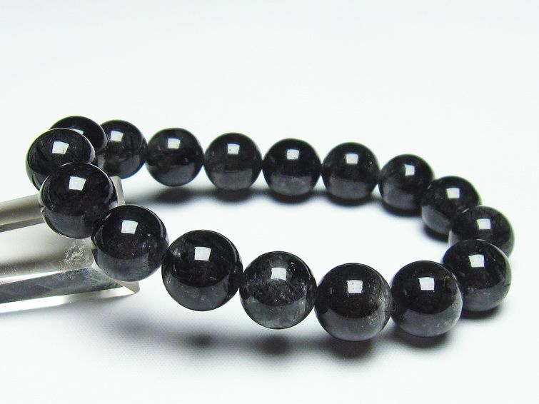 ブラックルチルクォーツ ブレスレット 12mm 黒針ルチル 一点物 メール便可 [M便 1/10] 111-20062