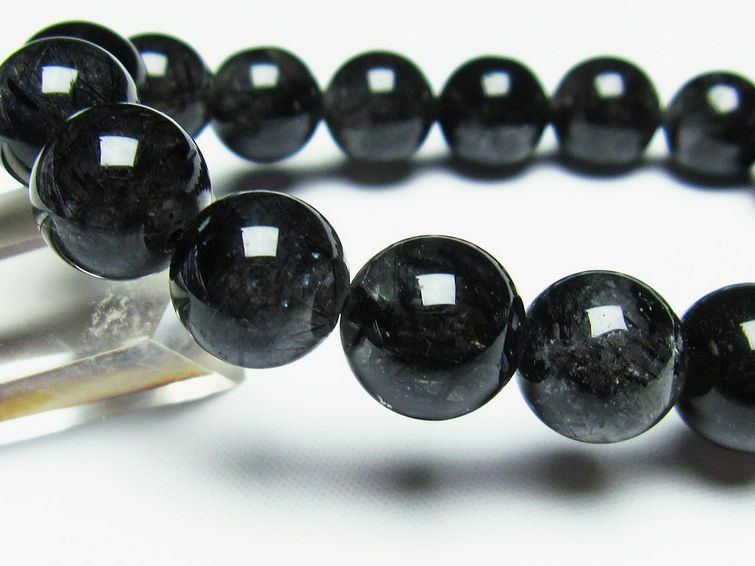 ブラックルチルクォーツ ブレスレット 12mm 黒針ルチル 一点物 メール便可 [M便 1/10] 111-20062