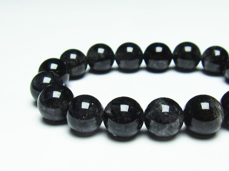 ブラックルチルクォーツ ブレスレット 12mm 黒針ルチル 一点物 メール便可 [M便 1/10] 111-20062