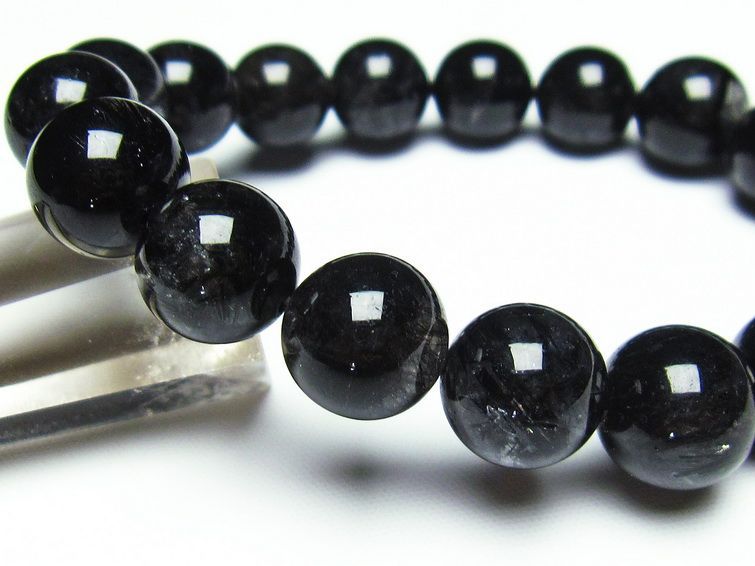 ブラックルチルクォーツ ブレスレット 12mm 黒針ルチル 一点物 メール便可 [M便 1/10] 111-20125