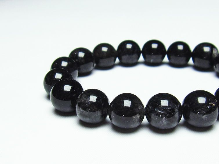 ブラックルチルクォーツ ブレスレット 12mm 黒針ルチル 一点物 メール便可 [M便 1/10] 111-20125