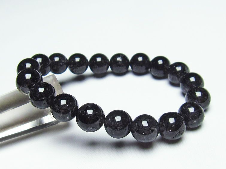 ブラックルチルクォーツ ブレスレット 10mm 黒針ルチル 一点物 メール便可 [M便 1/10] 111-20130