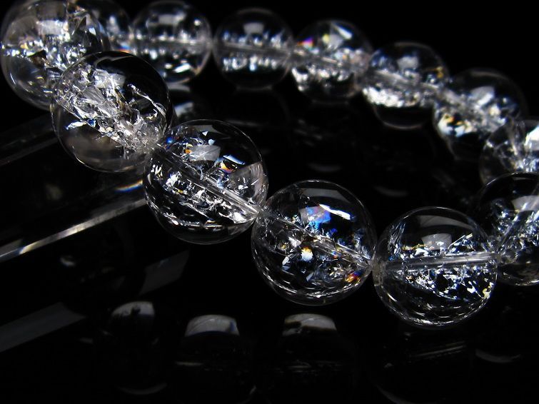 アイリスクォーツ 水晶 ブレスレット 16mm  一点物 111-20227