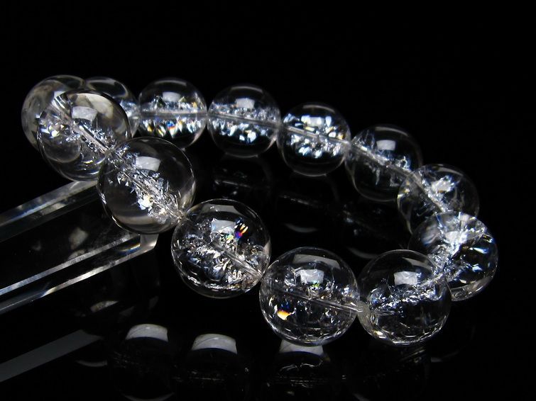 アイリスクォーツ 水晶 ブレスレット 18mm  一点物 111-20236