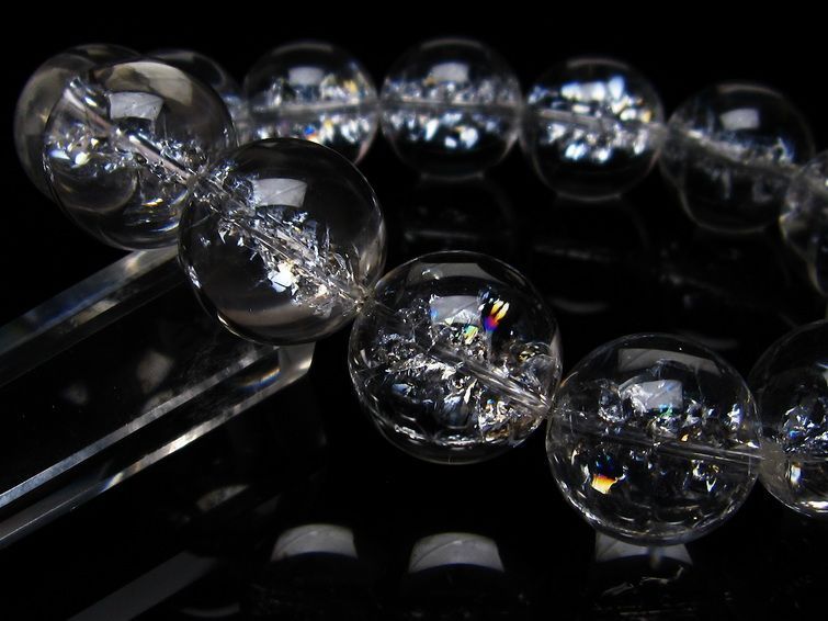 アイリスクォーツ 水晶 ブレスレット 18mm  一点物 111-20236