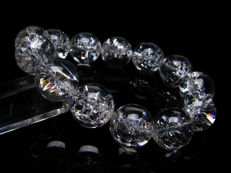 アイリスクォーツ 水晶 ブレスレット 18mm  一点物 111-20258