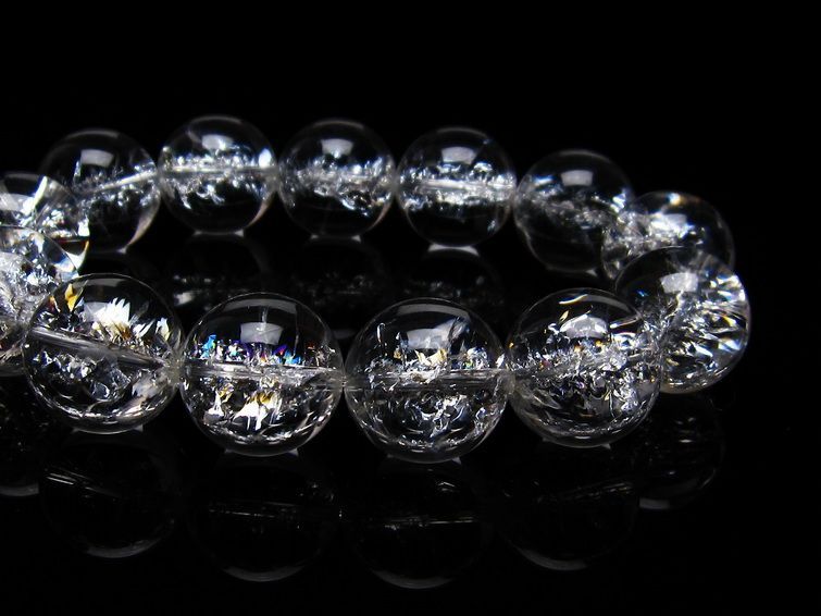 アイリスクォーツ 水晶 ブレスレット 18mm  一点物 111-20271