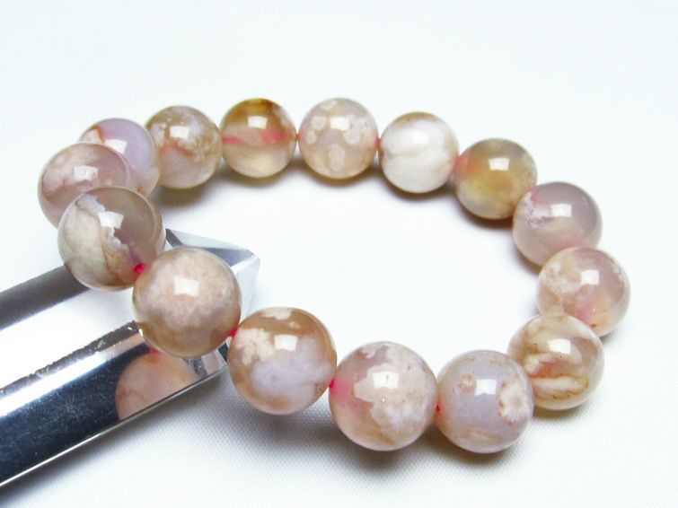 チェリーブロッサムアゲート ブレスレット 桜瑪瑙 14mm メール便可 [M便 1/10] 111-24511 【sold out】