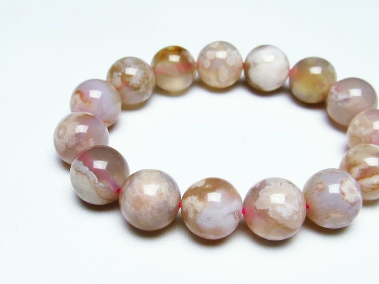 チェリーブロッサムアゲート ブレスレット 桜瑪瑙 14mm メール便可 [M便 1/10] 111-24511 【sold out】