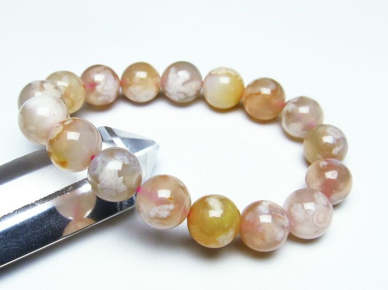 チェリーブロッサムアゲート ブレスレット 桜瑪瑙 13mm メール便可 [M便 1/10] 111-24512
