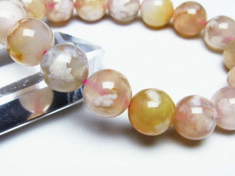 チェリーブロッサムアゲート ブレスレット 桜瑪瑙 13mm メール便可 [M便 1/10] 111-24512