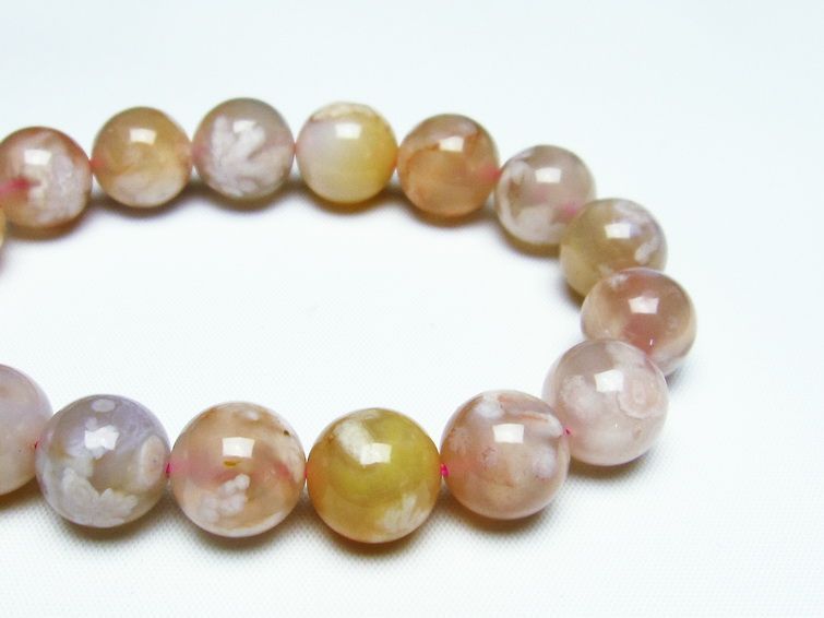 チェリーブロッサムアゲート ブレスレット 桜瑪瑙 13mm メール便可 [M便 1/10] 111-24512