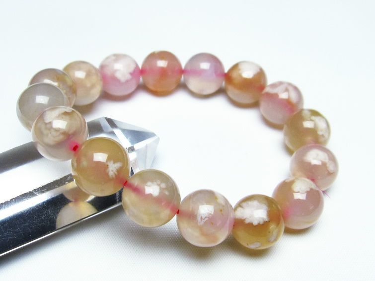 チェリーブロッサムアゲート ブレスレット 桜瑪瑙 14mm メール便可 [M便 1/10] 111-24513 【sold out】