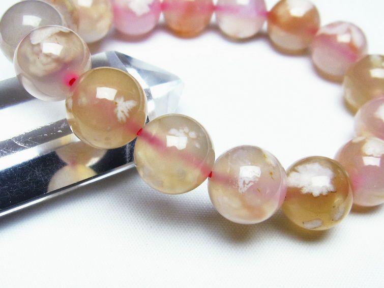 チェリーブロッサムアゲート ブレスレット 桜瑪瑙 14mm メール便可 [M便 1/10] 111-24513 【sold out】