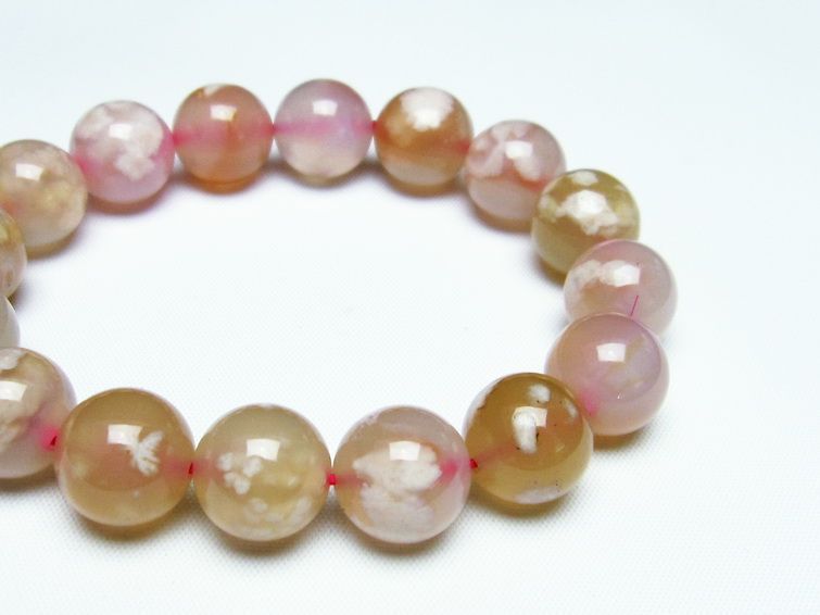 チェリーブロッサムアゲート ブレスレット 桜瑪瑙 14mm メール便可 [M便 1/10] 111-24513 【sold out】