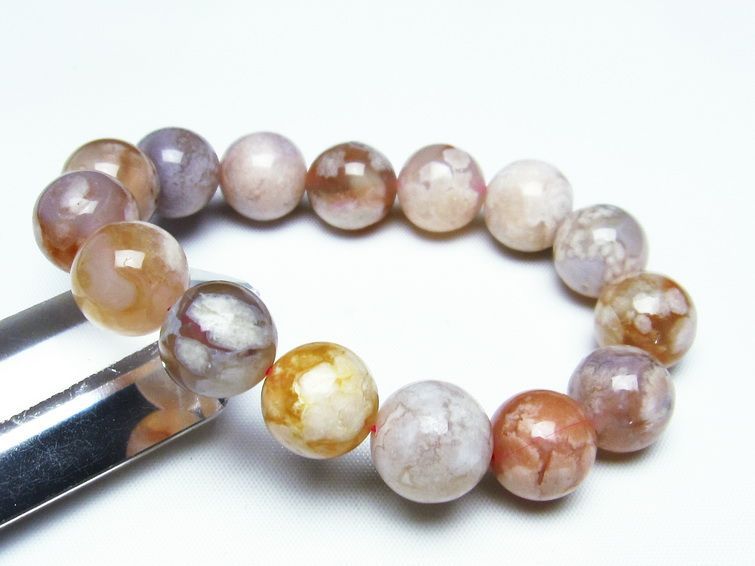 チェリーブロッサムアゲート ブレスレット 桜瑪瑙 14mm メール便可 [M便 1/10] 111-24520[sold out]