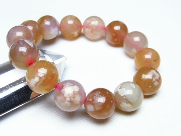 チェリーブロッサムアゲート ブレスレット 桜瑪瑙 15mm メール便可 [M便 1/10] 111-24546 【sold out】