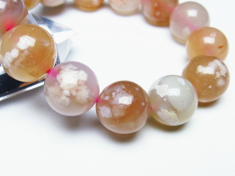チェリーブロッサムアゲート ブレスレット 桜瑪瑙 15mm メール便可 [M便 1/10] 111-24546 【sold out】
