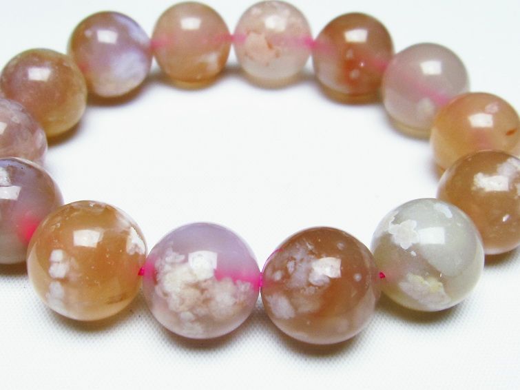 チェリーブロッサムアゲート ブレスレット 桜瑪瑙 15mm メール便可 [M便 1/10] 111-24546 【sold out】