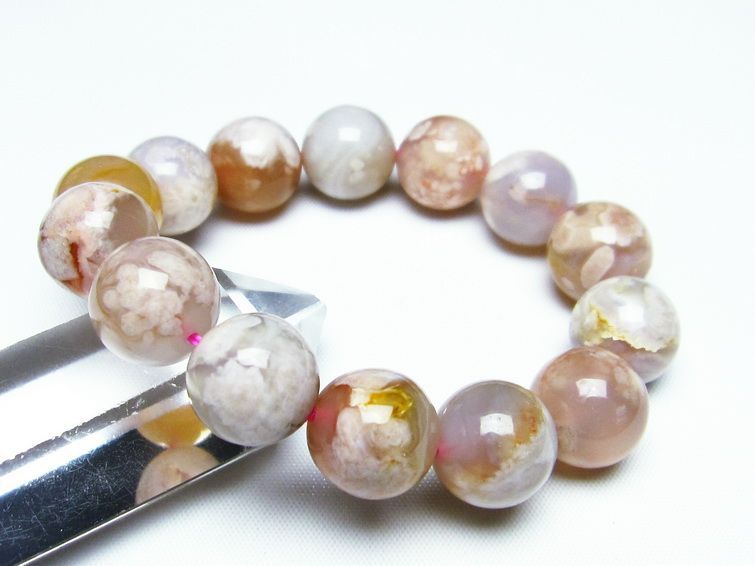 チェリーブロッサムアゲート ブレスレット 桜瑪瑙 14mm メール便可 [M便 1/10] 111-24575 [sold out]