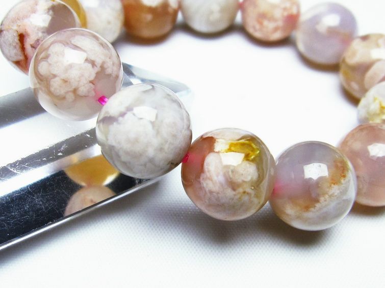 チェリーブロッサムアゲート ブレスレット 桜瑪瑙 14mm メール便可 [M便 1/10] 111-24575 [sold out]