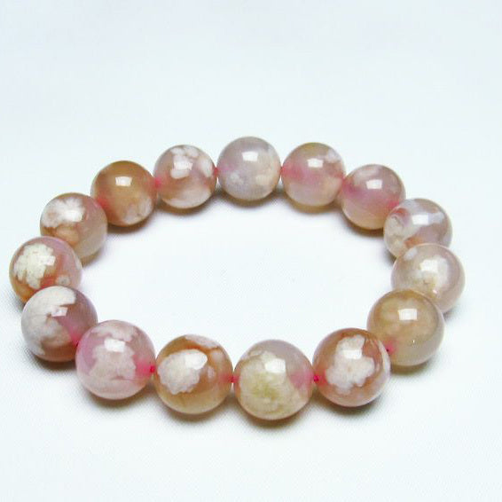 チェリーブロッサムアゲート ブレスレット 桜瑪瑙 14mm メール便可 [M便 1/10] 111-24589