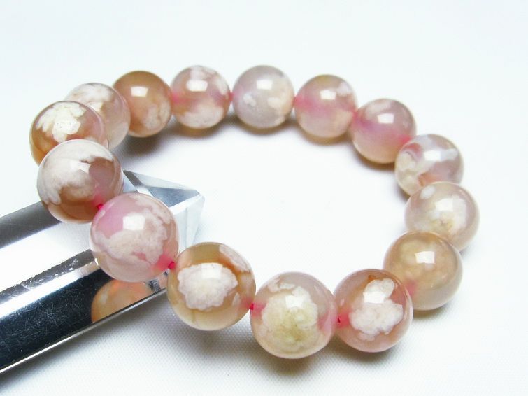 チェリーブロッサムアゲート ブレスレット 桜瑪瑙 14mm メール便可 [M便 1/10] 111-24589 【sold out】