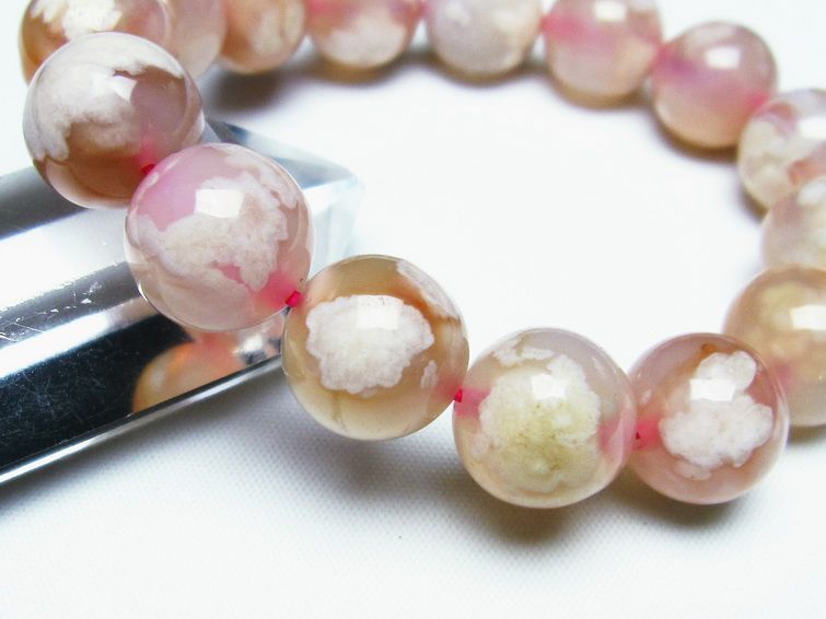チェリーブロッサムアゲート ブレスレット 桜瑪瑙 14mm メール便可 [M便 1/10] 111-24589 【sold out】