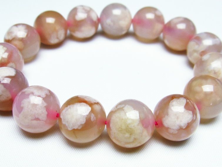チェリーブロッサムアゲート ブレスレット 桜瑪瑙 14mm メール便可 [M便 1/10] 111-24589 【sold out】