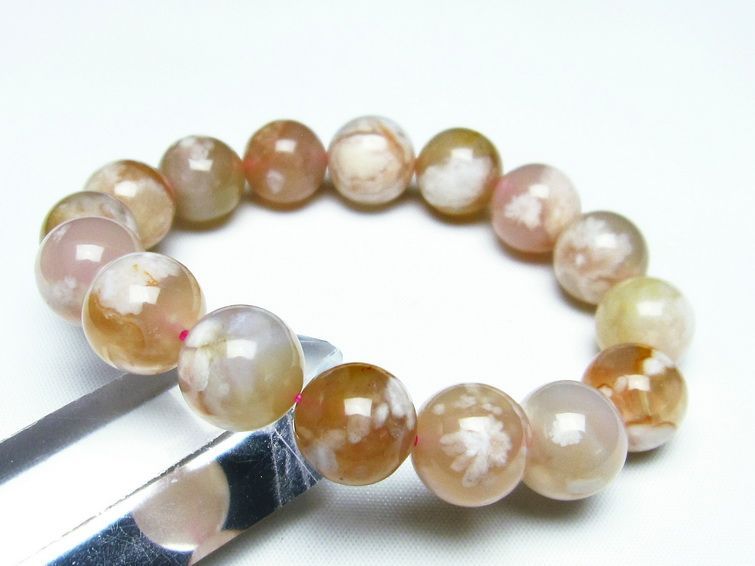 チェリーブロッサムアゲート ブレスレット 桜瑪瑙 14mm メール便可 [M便 1/10] 111-24590