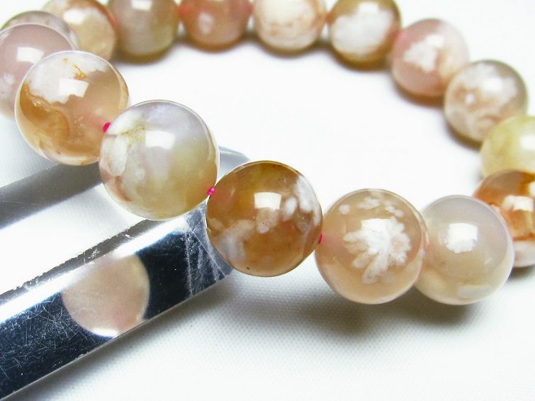 チェリーブロッサムアゲート ブレスレット 桜瑪瑙 14mm メール便可 [M便 1/10] 111-24590