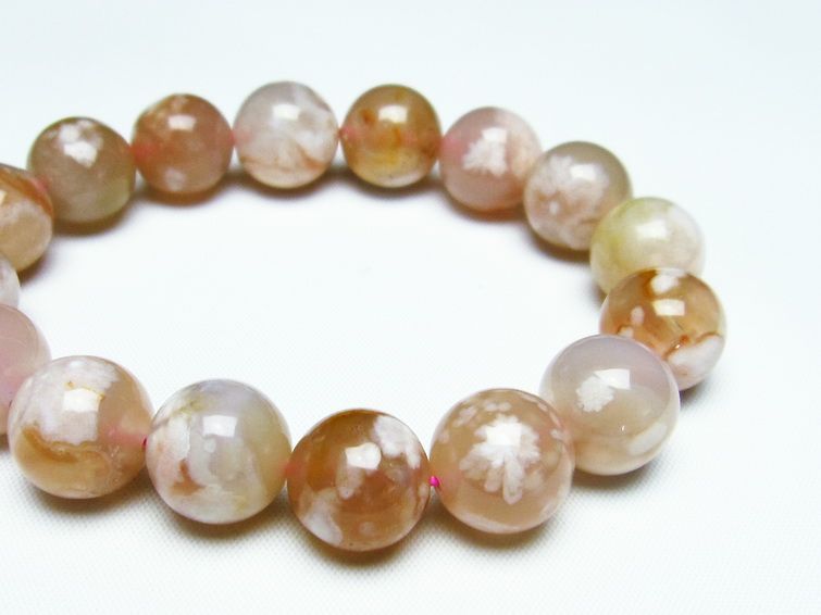 チェリーブロッサムアゲート ブレスレット 桜瑪瑙 14mm メール便可 [M便 1/10] 111-24590
