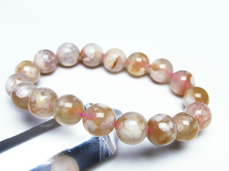 チェリーブロッサムアゲート ブレスレット 桜瑪瑙 12mm メール便可 [M便 1/10] 111-24609 【sold out】