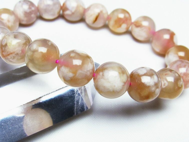 チェリーブロッサムアゲート ブレスレット 桜瑪瑙 12mm メール便可 [M便 1/10] 111-24609 【sold out】
