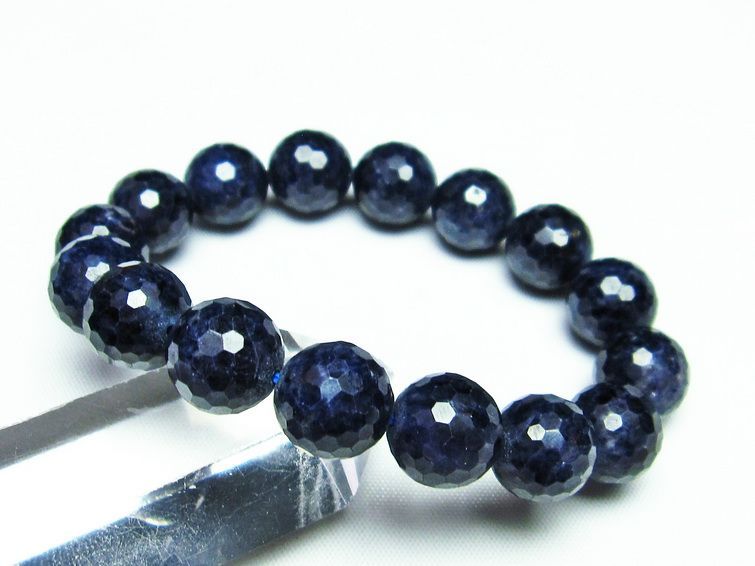サファイア ブレスレット 128面カット 12mm  111-25366