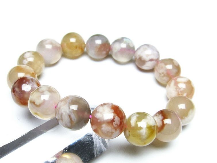 チェリーブロッサムアゲート ブレスレット 桜瑪瑙 14mm メール便可 [M便 1/10] 111-26379 [sold out]