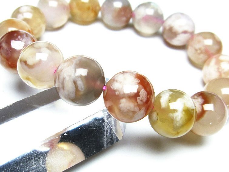 チェリーブロッサムアゲート ブレスレット 桜瑪瑙 14mm メール便可 [M便 1/10] 111-26379 [sold out]
