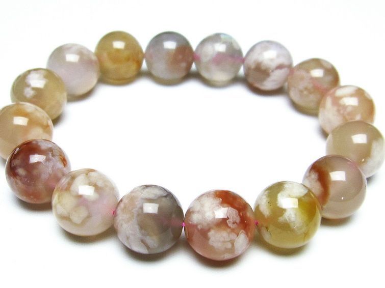 チェリーブロッサムアゲート ブレスレット 桜瑪瑙 14mm メール便可 [M便 1/10] 111-26379 [sold out]