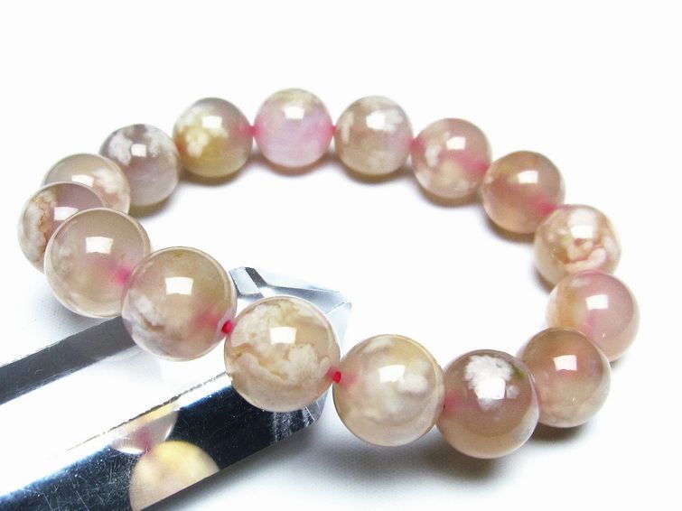 チェリーブロッサムアゲート ブレスレット 桜瑪瑙 13mm メール便可 [M便 1/10] 111-26405 [sold out]